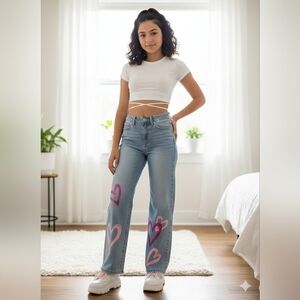 YMI Kids Jeans with Pink Heart Accents